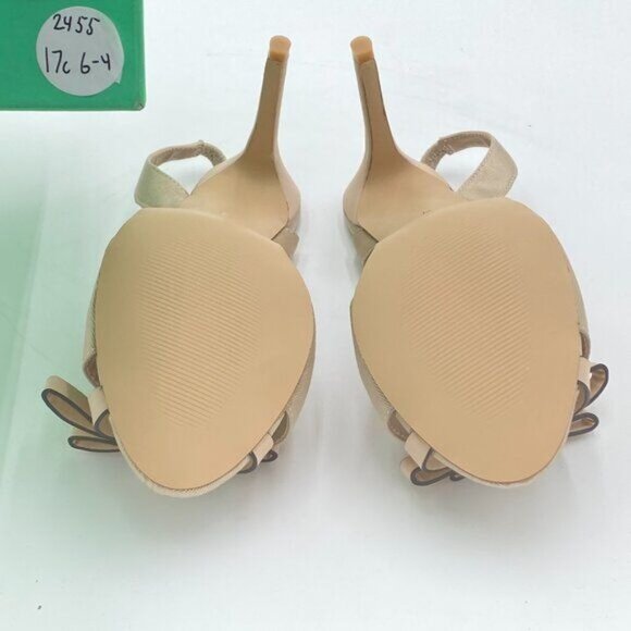 Women's Slingback Heeled Sandals Slip On Stiletto Heels Open Toe High Bow - Picture 6 of 7